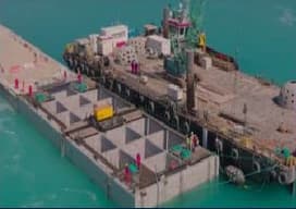Caisson application at a marine construction site